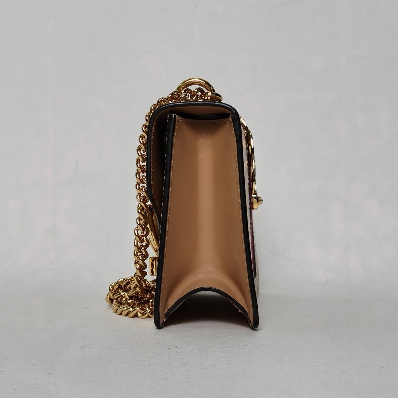 GUCCI Sylvie塞爾維亞絲帶包Mini19棕色牛皮金扣肩背包-3