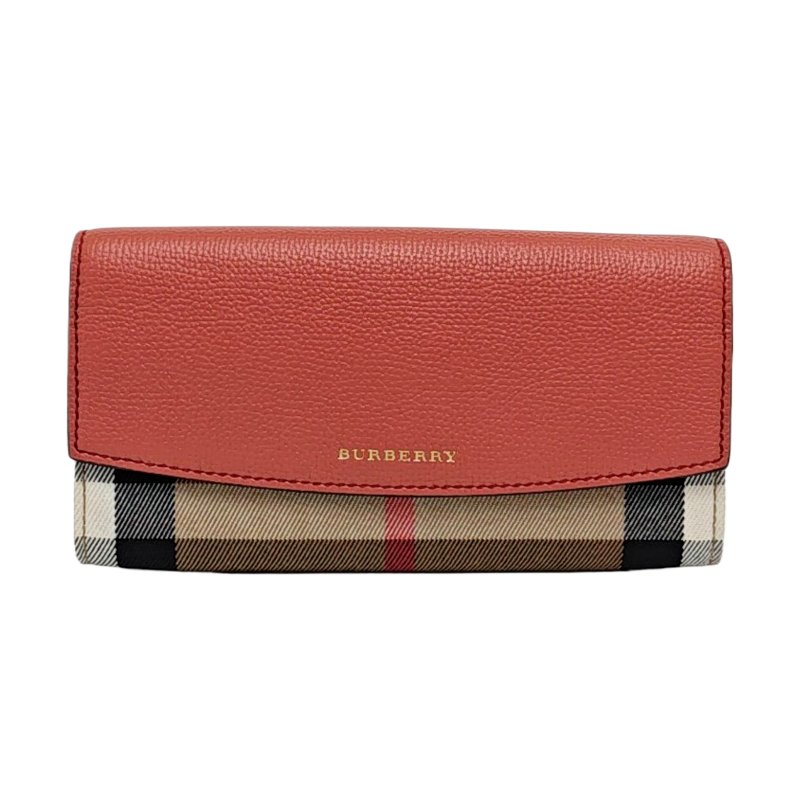 BURBERRY 裸粉色拼接材質錢袋 金色五金-0