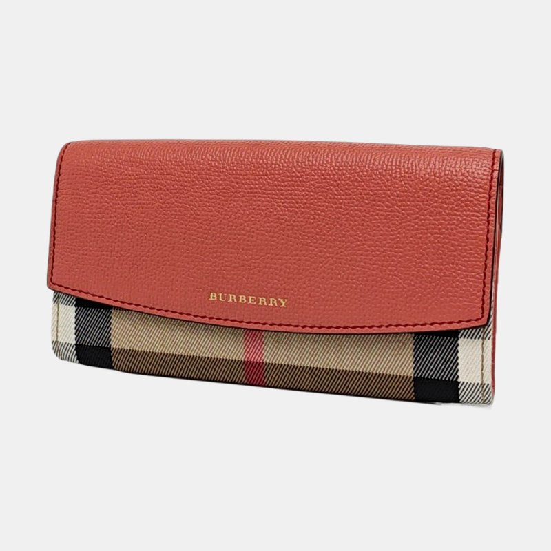 BURBERRY 裸粉色拼接材質錢袋 金色五金-2