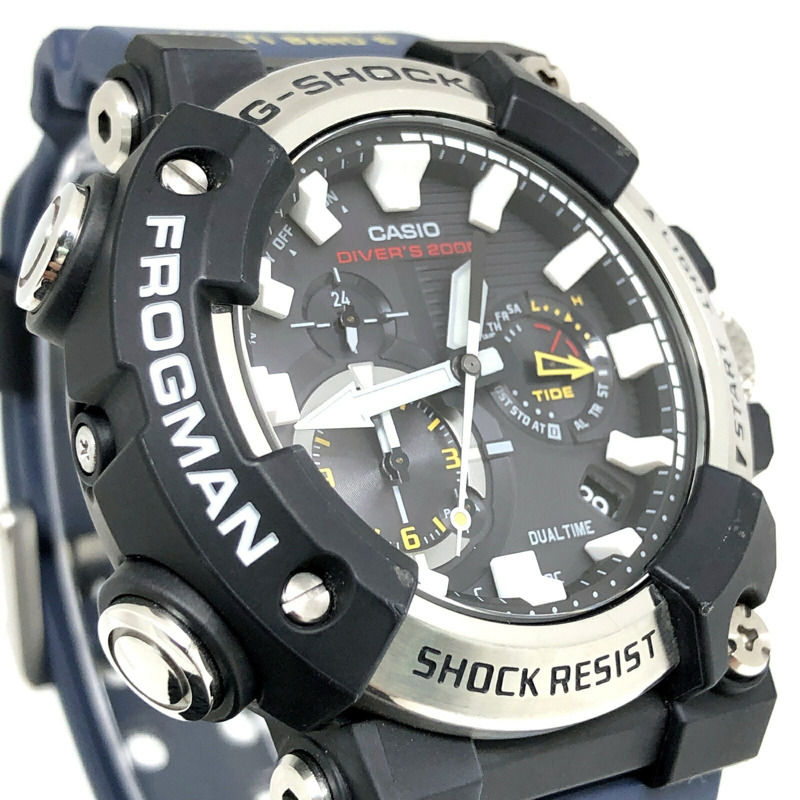 卡西歐 G-SHOCK FROGMAN GWF-A1000-1A2 類比手錶,太陽能動力,支援電波接收、藍牙、手機連接、碳纖維核心防護結構、LED 照明,海軍藍配色。 2020 年 6 月發售。可在 Mikunigaoka 店舖購買。 ITEF0J5WOP0C-3