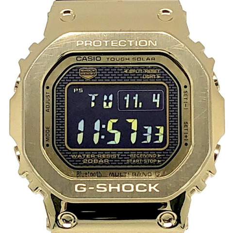 卡西歐 G-SHOCK GMW-B5000GD-9 手錶，全金屬金色，電波校時，太陽能動力，藍牙，手機連接，LED 背光，旋入式後蓋，2018 年 9 月發布，Mikunigaoka 商店，ITMKVKLAEA36