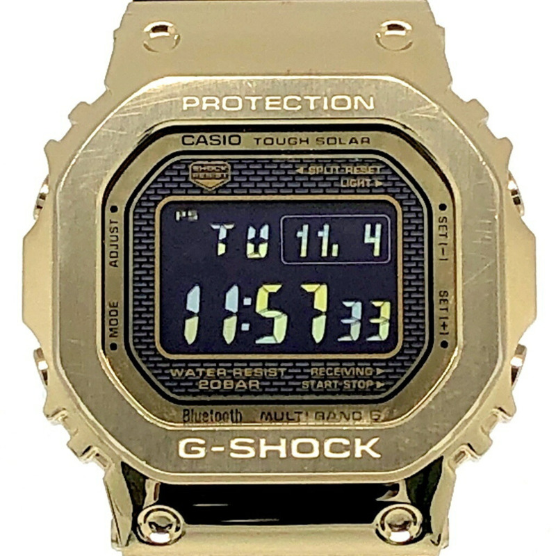 卡西歐 G-SHOCK GMW-B5000GD-9 手錶,全金屬金色,電波校時,太陽能動力,藍牙,手機連接,LED 背光,旋入式後蓋,2018 年 9 月發布,Mikunigaoka 商店,ITMKVKLAEA36-0
