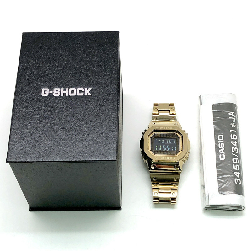 卡西歐 G-SHOCK GMW-B5000GD-9 手錶,全金屬金色,電波校時,太陽能動力,藍牙,手機連接,LED 背光,旋入式後蓋,2018 年 9 月發布,Mikunigaoka 商店,ITMKVKLAEA36-9