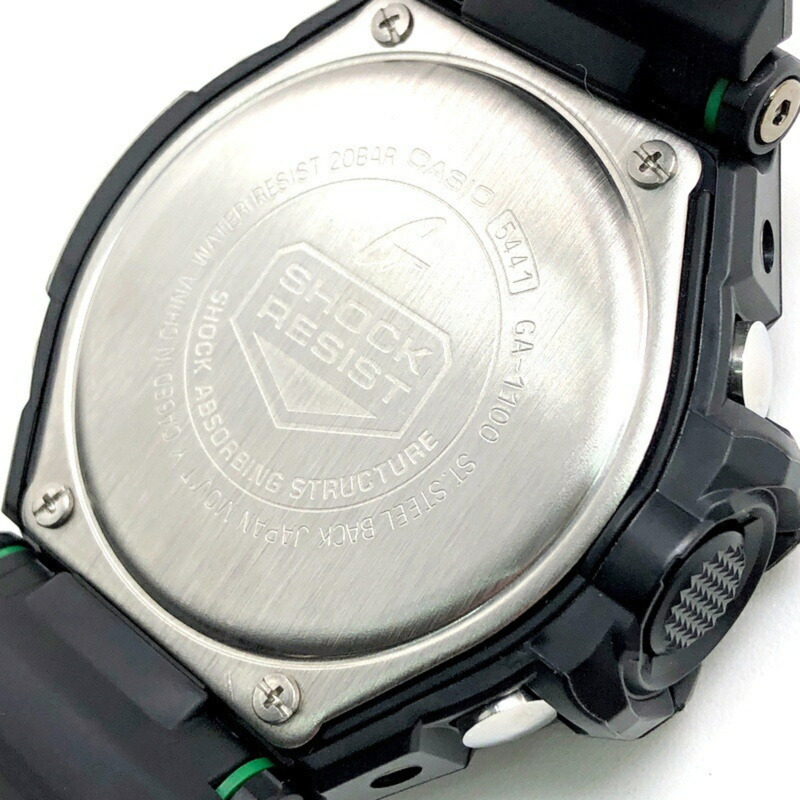 Casio G-SHOCK GA-1100-1A3 GRAVITYMASTER 手錶，配備雙感應器、指南針、溫度測量、世界時間、高亮度 LED 照明，黑色/綠色指針/數字雙顯，2015 年 4 月發布，Mikunigaoka 商店，IT008WMV71LO-7