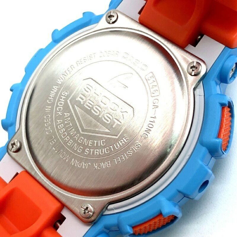 卡西歐 G-SHOCK GA-110NC-2A 手錶，大錶盤，淺藍色和橙色配色，指針/數字雙顯，2015 年 10 月發售，Mikunigaoka 商店，ITSREH0ZFYNU-7