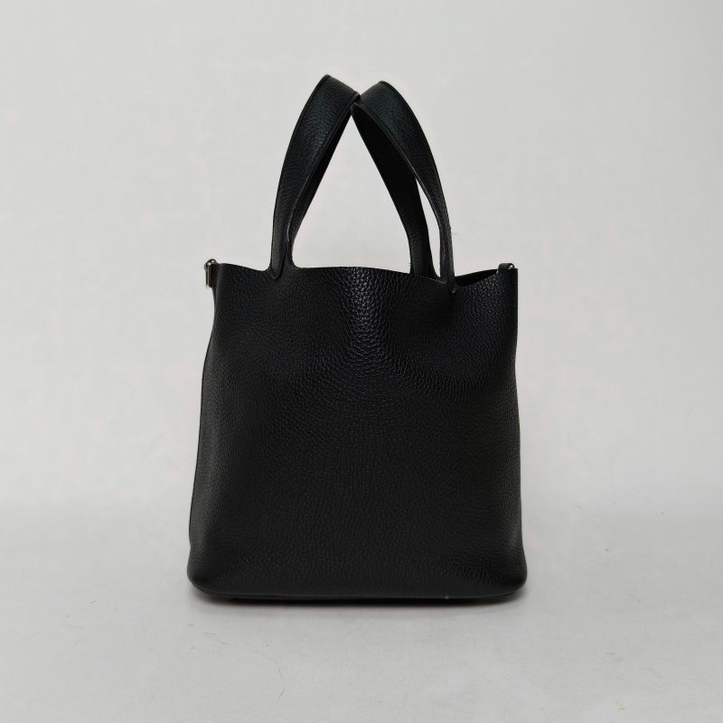 HERMES Picotin22菜籃子89黑色TC皮Y刻銀扣肩背包-1