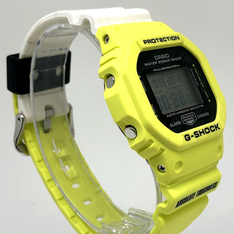 卡西歐 G-SHOCK DW-5600TGA-9 閃電隊腕錶,閃電隊,G-Shock 團隊款,閃電,Ina,黃白雙色,2020 年 7 月發售,Mikunigaoka 商店,ITDQL6EKH1UM-1