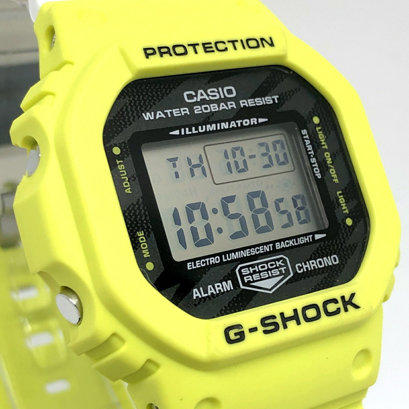 卡西歐 G-SHOCK DW-5600TGA-9 閃電隊腕錶,閃電隊,G-Shock 團隊款,閃電,Ina,黃白雙色,2020 年 7 月發售,Mikunigaoka 商店,ITDQL6EKH1UM-3