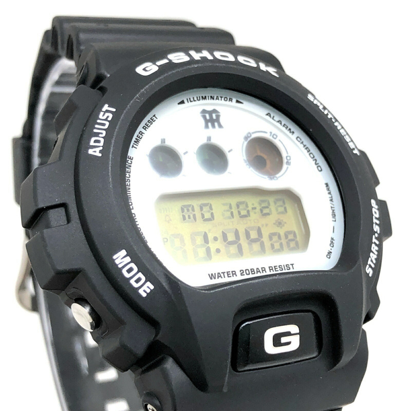 卡西歐 G-SHOCK DW-6900BHTGV-9 手錶,阪神虎隊 2003 年冠軍聯名款,黑白配色,錯版商品,2003 年 12 月發售,三國丘店,ITNKI89SDAV4-3