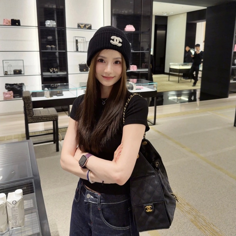 全新 Chanel 絨線帽 Jennie同款 黑色-1