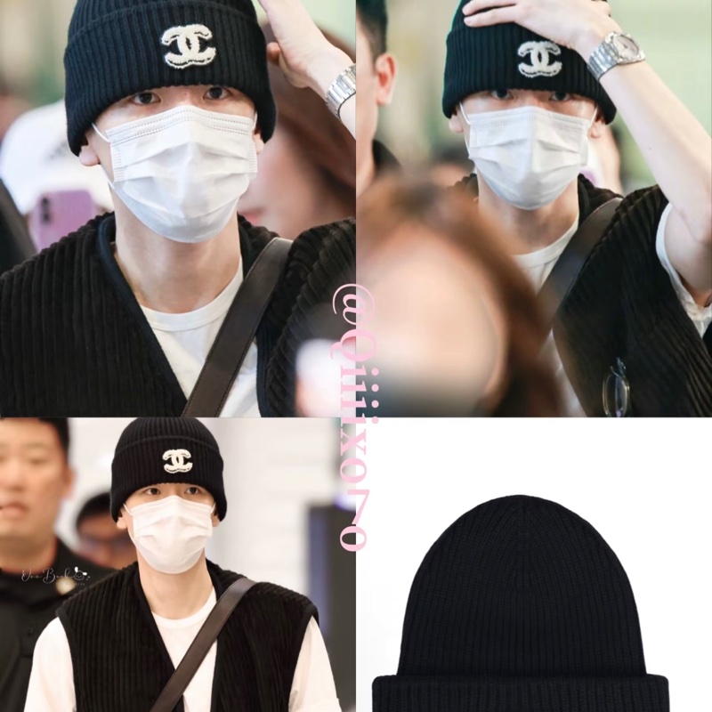全新 Chanel 絨線帽 Jennie同款 黑色-4