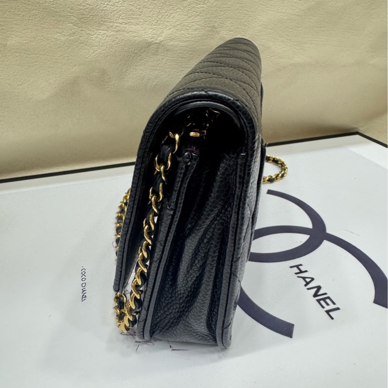 Chanel黑金荔枝牛 woc 链条包 芯片款-3