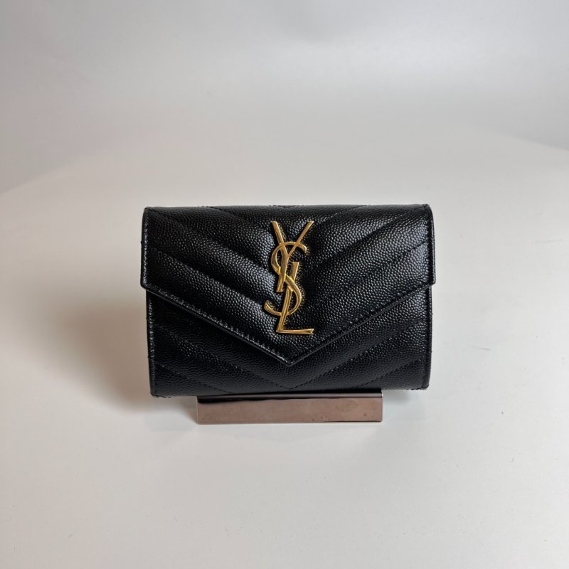 YSL 黑金魚子醬卡包-0
