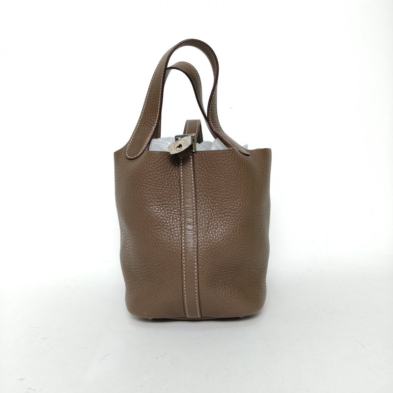 HERMES Picotin18菜籃子18大象灰TC皮X刻銀扣大象灰肩背包-0