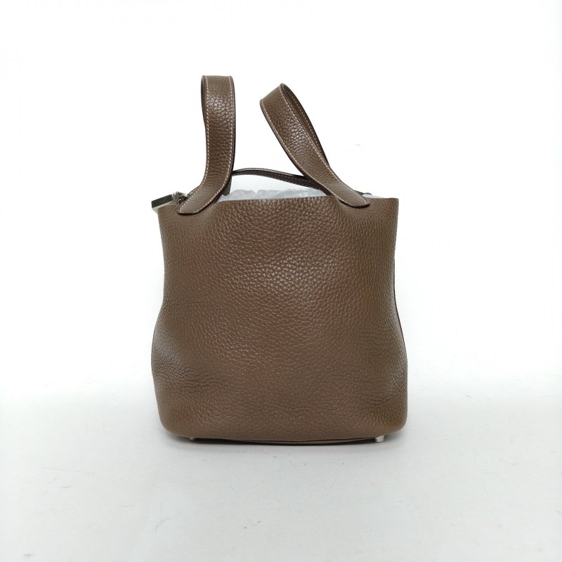 HERMES Picotin18菜籃子18大象灰TC皮X刻銀扣大象灰肩背包-3