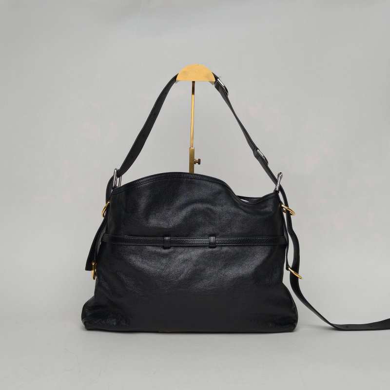 GIVENCHY VOYOU單肩包中號黑色牛皮金銀扣肩背包-2
