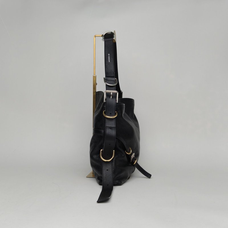 GIVENCHY VOYOU單肩包中號黑色牛皮金銀扣肩背包-3