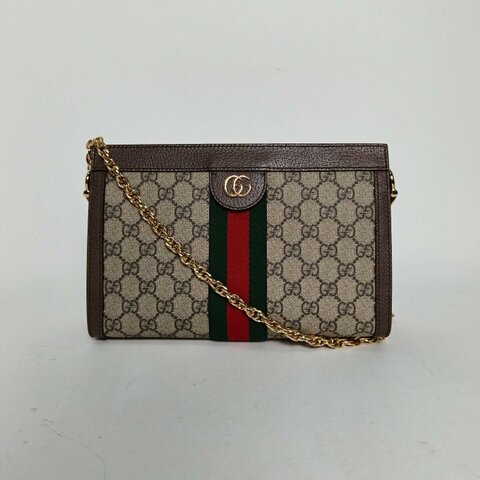 GUCCI Ophidia夾子包小號26老花PVC金扣肩背包
