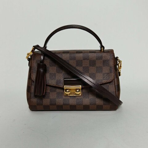 LOUIS VUITTON Croisette手柄郵差包棕色棋盤格PVC金扣2018肩背包