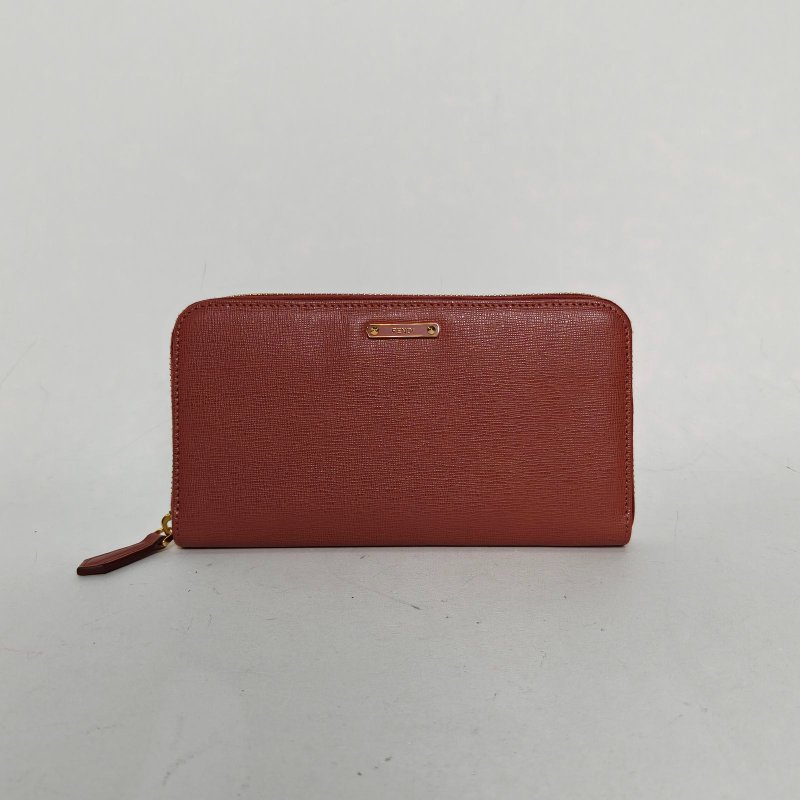 FENDI 粉色牛皮錢包肩背包-0