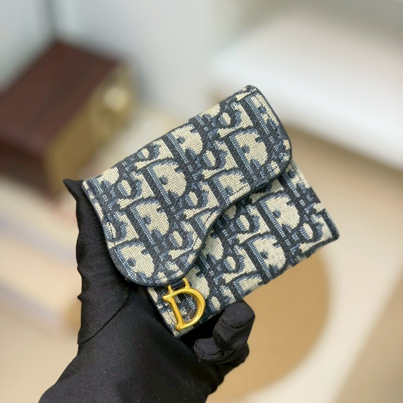 🏷Dior.Saddle Lotus 緹花三折短夾-0