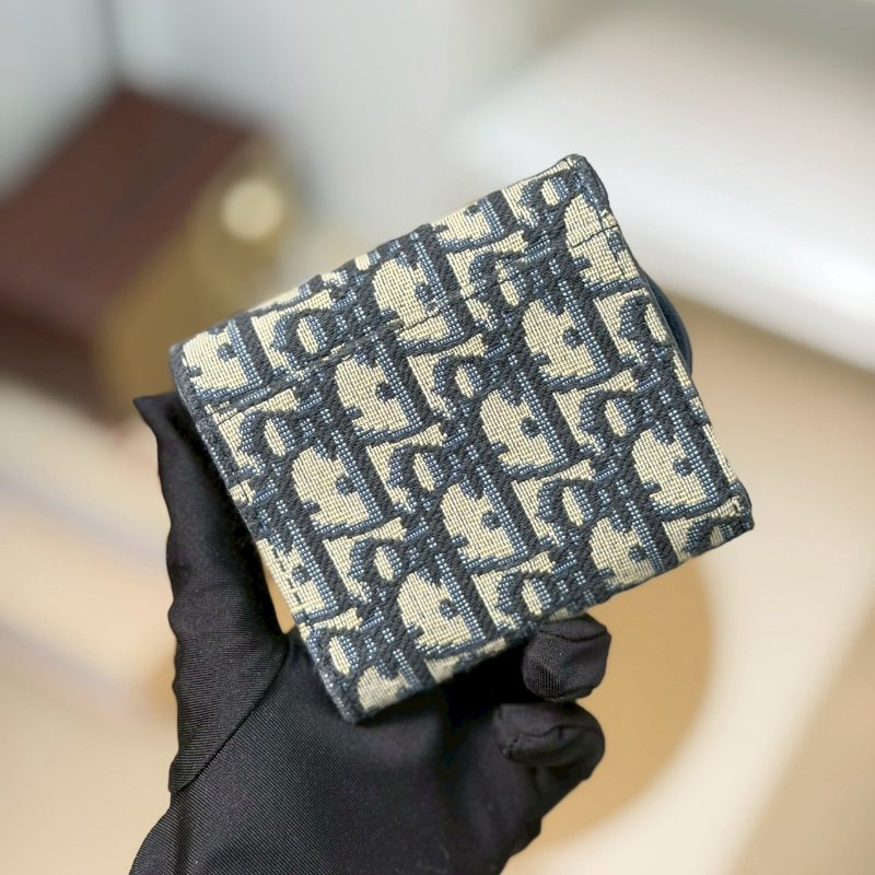 🏷Dior.Saddle Lotus 緹花三折短夾-1