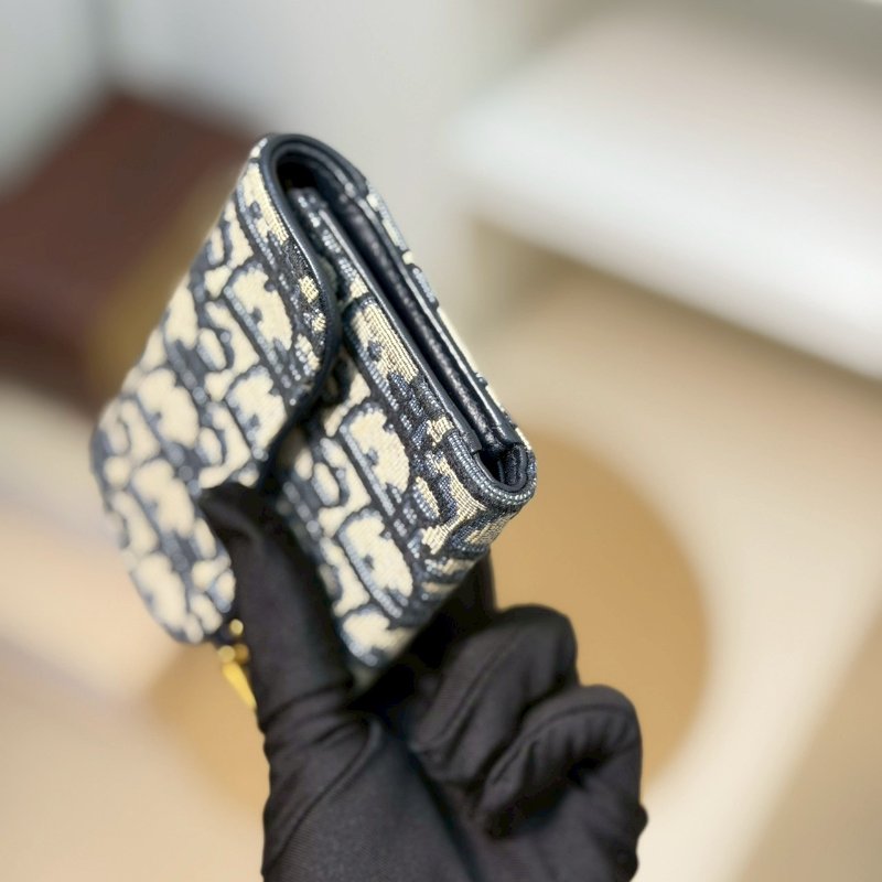 🏷Dior.Saddle Lotus 緹花三折短夾-5