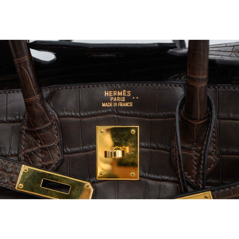 HERMES愛馬仕啞光Niloticus鱷魚Birkin 30 柏金包手袋-9