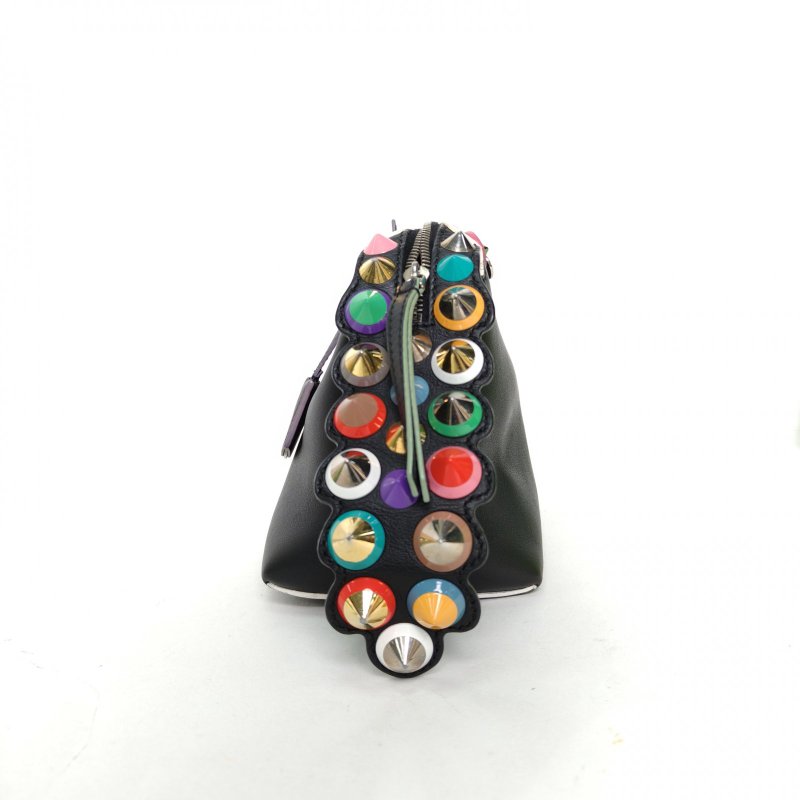 FENDI BYTHEWAY中號拼色牛皮鉚釘款肩背包-3