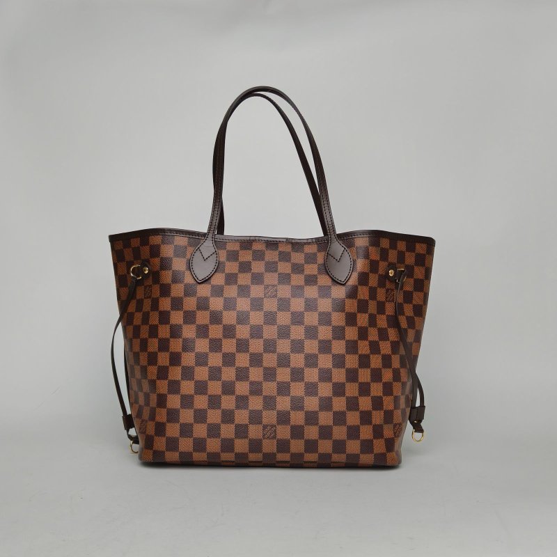 LOUIS VUITTON Neverfull中號31配子袋棕色棋盤格PVC金扣2014肩背包-2