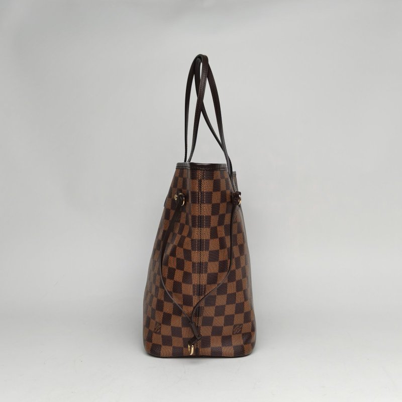 LOUIS VUITTON Neverfull中號31配子袋棕色棋盤格PVC金扣2014肩背包-3