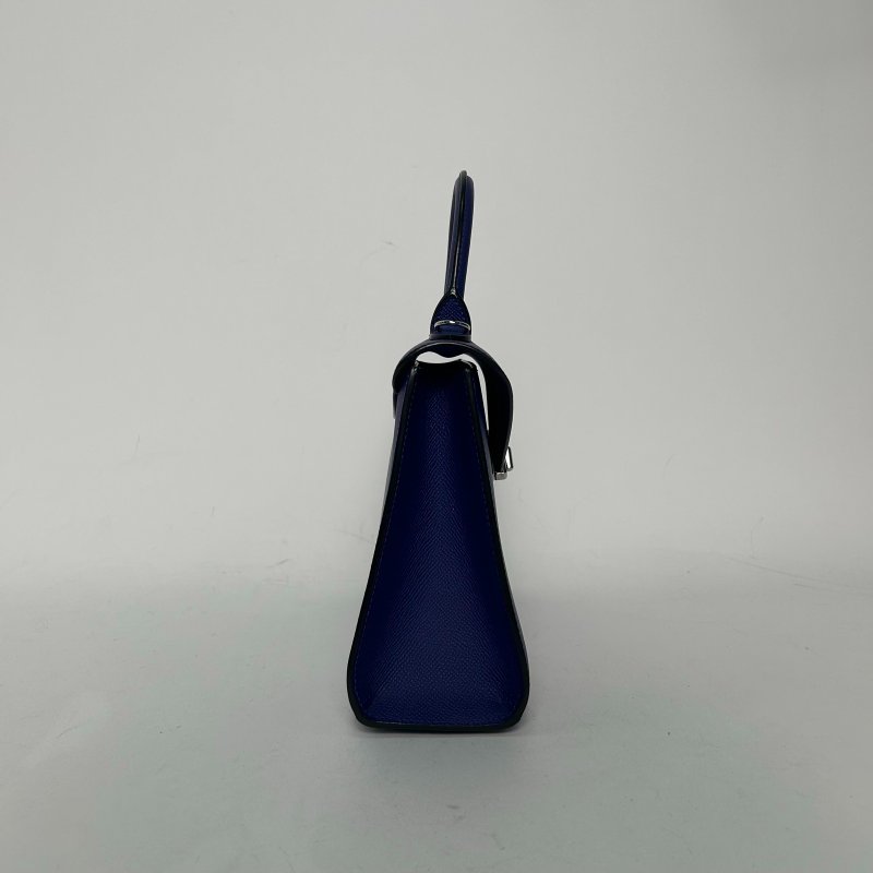 MOYNAT Gabrielle中號26藍色牛皮銀扣肩背包-1