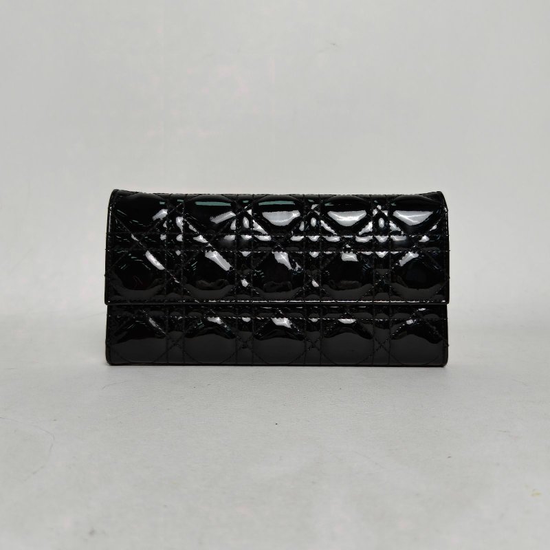 DIOR 黑色漆皮銀扣2014鏈條WOC肩背包-0