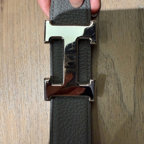 可議價✨HERME’S愛馬仕男款灰色皮帶