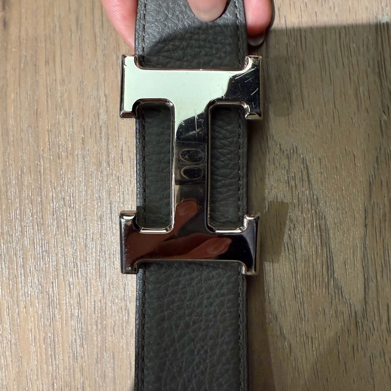 可議價✨HERME’S愛馬仕男款灰色皮帶-0