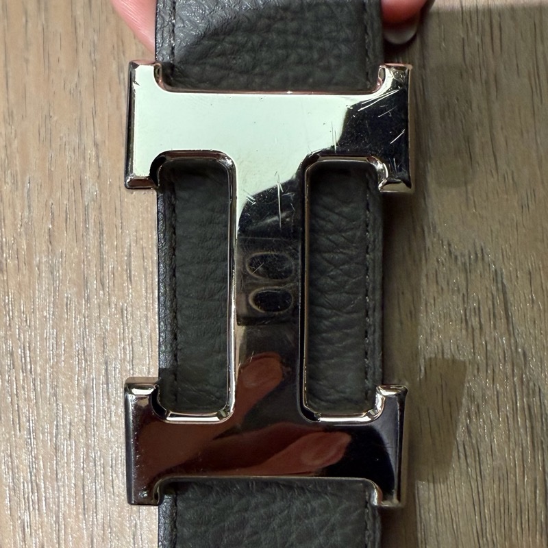 可議價✨HERME’S愛馬仕男款灰色皮帶-5