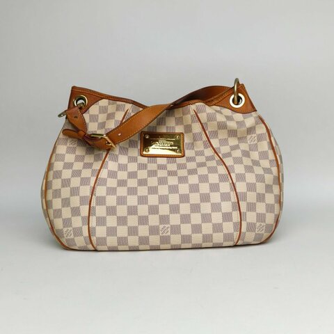 LOUIS VUITTON GalleriaPM南瓜單肩包白棋格PVC2008肩背包