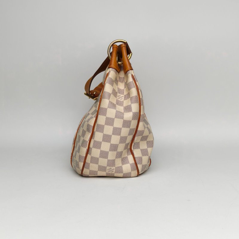 LOUIS VUITTON GalleriaPM南瓜單肩包白棋格PVC2008肩背包-1