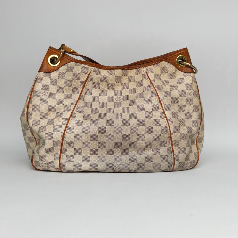 LOUIS VUITTON GalleriaPM南瓜單肩包白棋格PVC2008肩背包-2