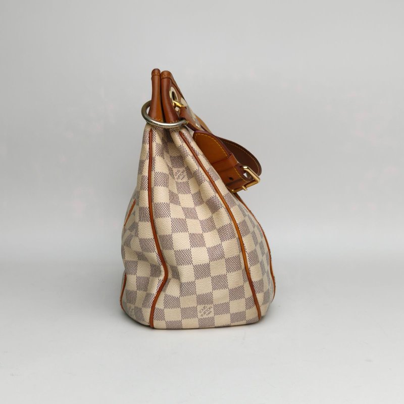 LOUIS VUITTON GalleriaPM南瓜單肩包白棋格PVC2008肩背包-3