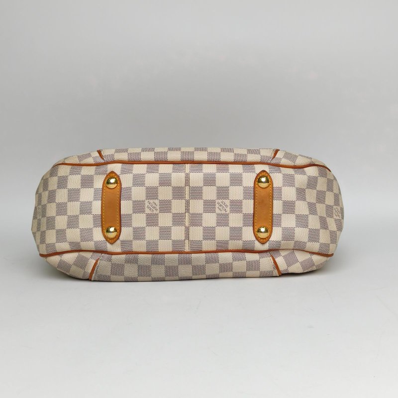 LOUIS VUITTON GalleriaPM南瓜單肩包白棋格PVC2008肩背包-4