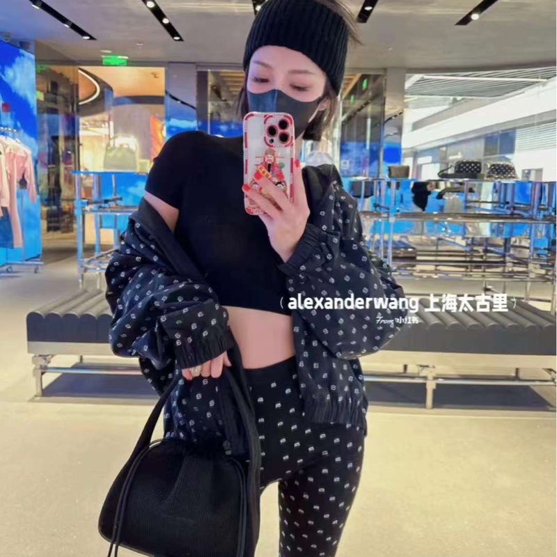 Alexander Wang Ryan 針織 托特包 黑色/灰色-1
