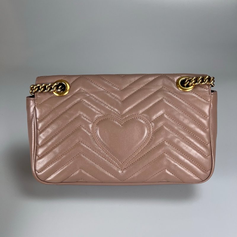 GUCCI 443497 藕色Marmont掀蓋包 26CM-1