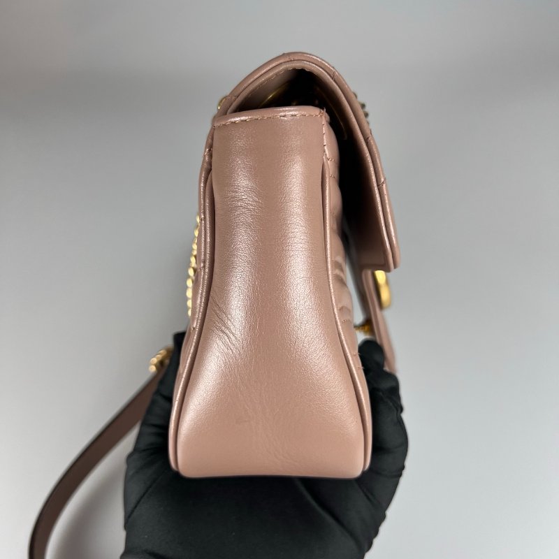 GUCCI 443497 藕色Marmont掀蓋包 26CM-2