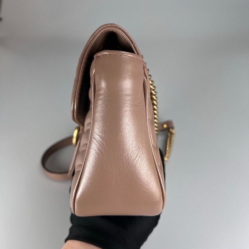 GUCCI 443497 藕色Marmont掀蓋包 26CM-3