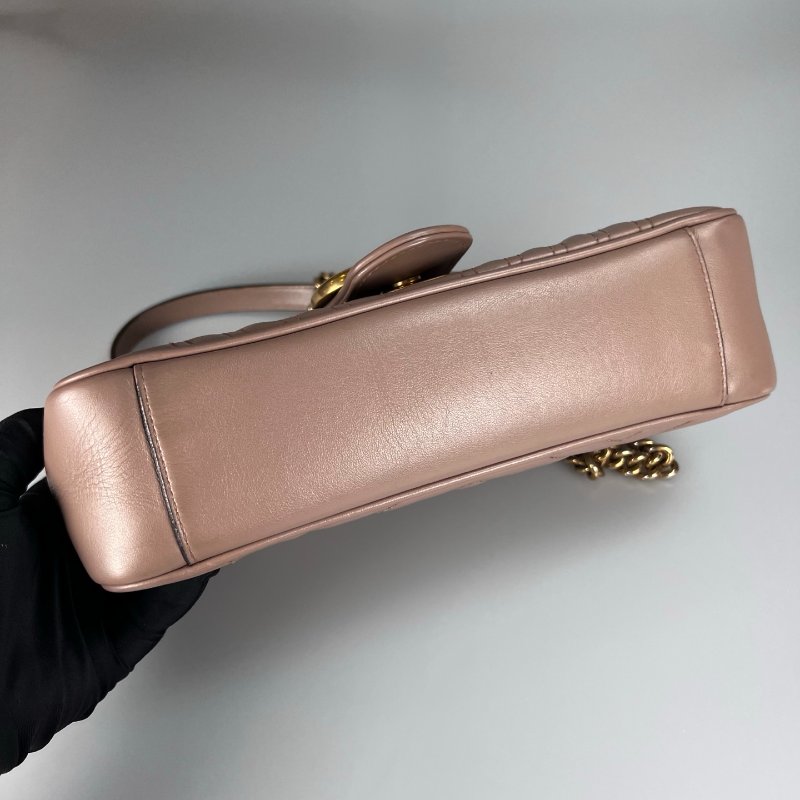 GUCCI 443497 藕色Marmont掀蓋包 26CM-4