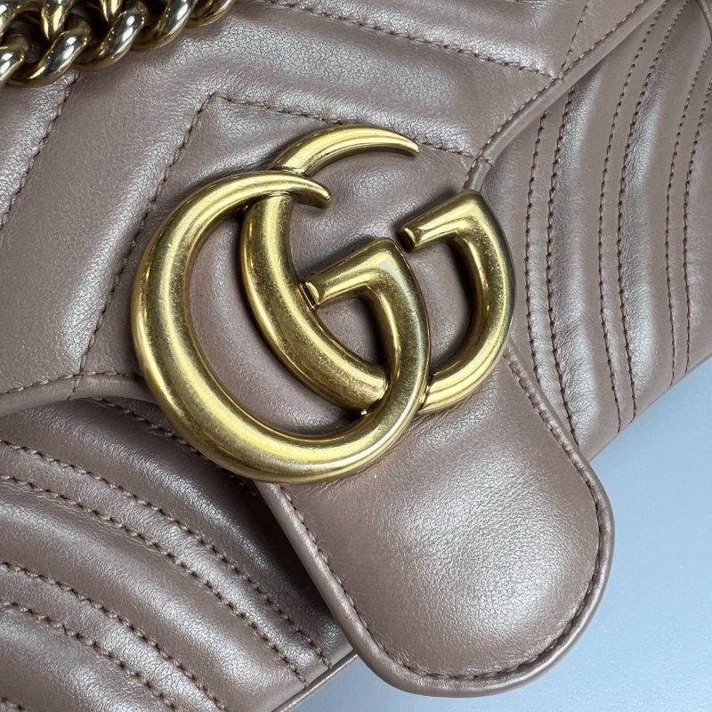 GUCCI 443497 藕色Marmont掀蓋包 26CM-8