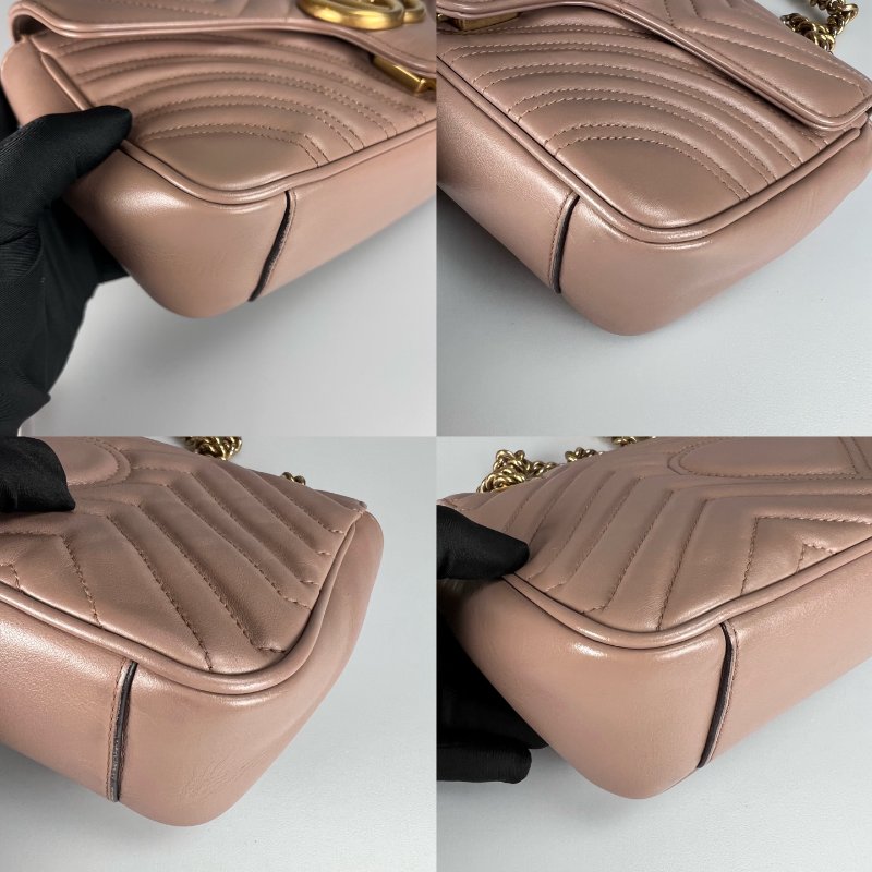 GUCCI 443497 藕色Marmont掀蓋包 26CM-9