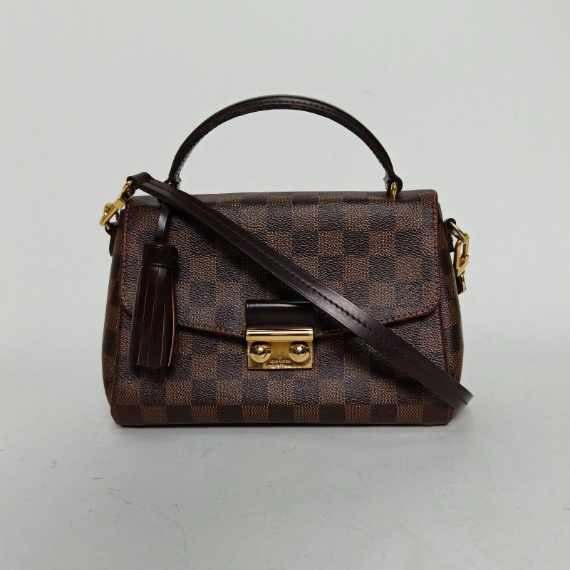 LOUIS VUITTON Croisette手柄郵差包棕色棋盤格PVC金扣2018肩背包-0