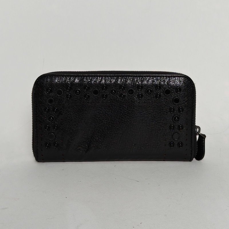 BOTTEGA VENETA 黑色羊皮長款錢包肩背包-2